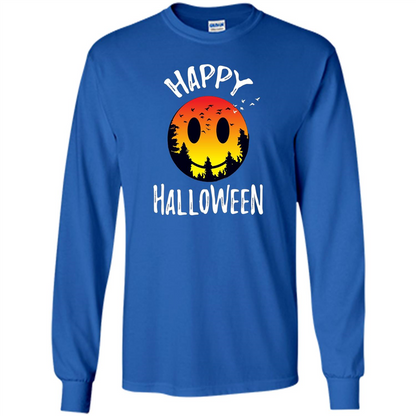 Cute Halloween T-shirt Spooky Camp Happy Face Emoji T-shirt Royal