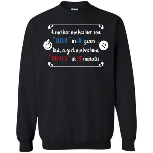 Funny T-shirt A Girl Makes Him Mental In 20 Minuutes Black