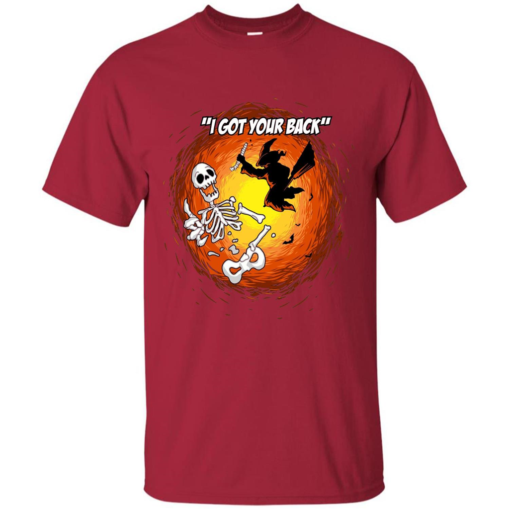 Funny Witch Skeleton Halloween 2017 I Got Your Back T-shirt Cardinal