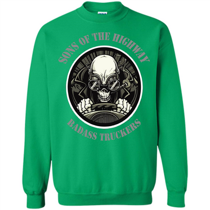 Trucker T-shirt Sons Of The Highway Badass Truckers T-shirt Irish Green