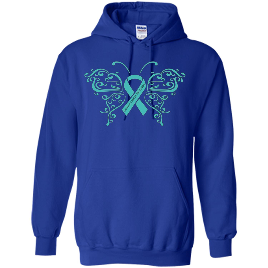 Ovarian Cancer Awareness Butterfly T-Shirt Royal