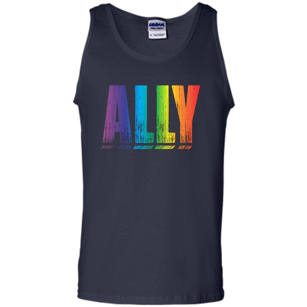 LGBTQ T-shirt Proud LGBT Ally Rainbow Gay Pride Support Navy