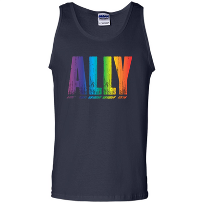 LGBTQ T-shirt Proud LGBT Ally Rainbow Gay Pride Support Navy