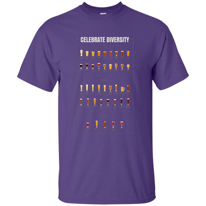 Celebrate Diversity Beer Glasses T-shirt Purple