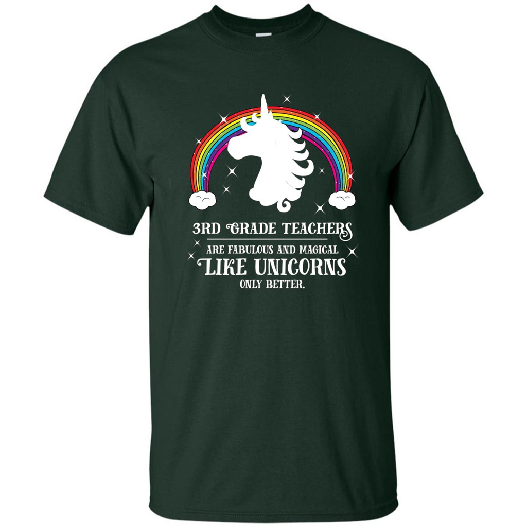 Third Grade T-shirt 3rd Grade Teachers Fabulous Unicorn T-shirt Forest Green