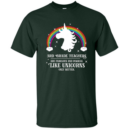 Third Grade T-shirt 3rd Grade Teachers Fabulous Unicorn T-shirt Forest Green