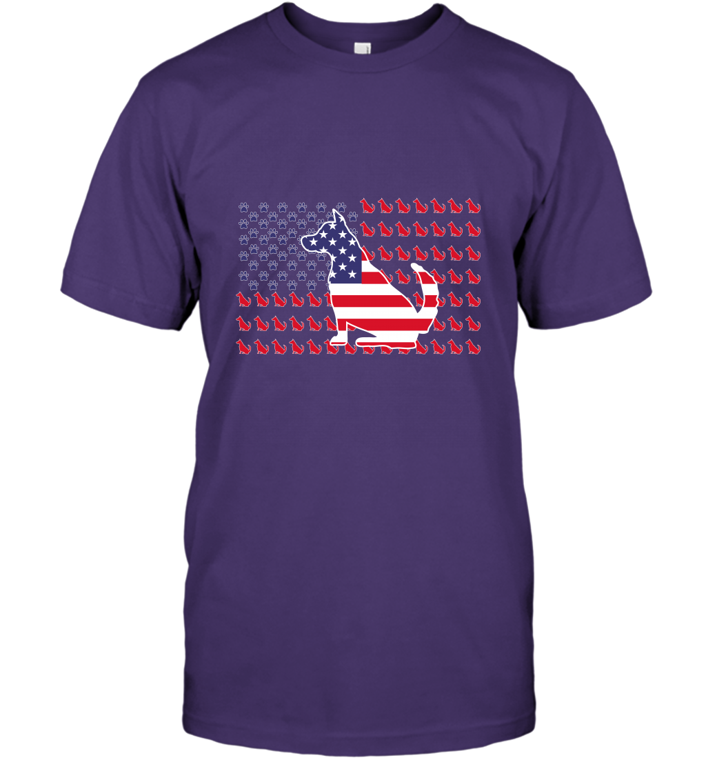 American Flag Dogs Lovers Shirt T-Shirt Purple