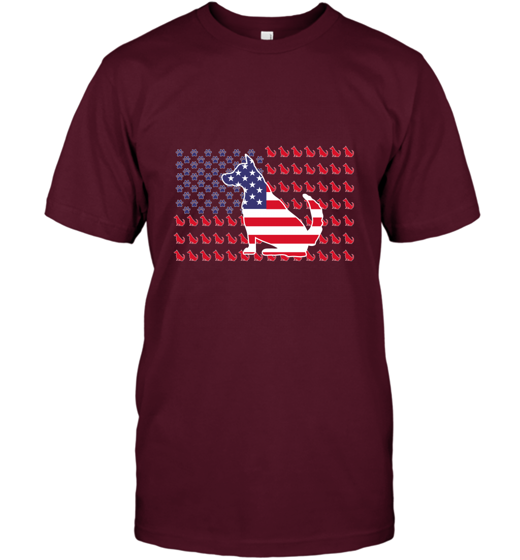 American Flag Dogs Lovers Shirt T-Shirt Maroon