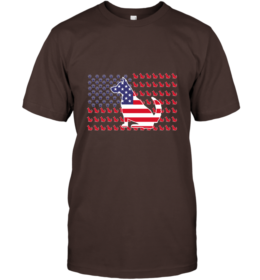 American Flag Dogs Lovers Shirt T-Shirt Dark Chocolate