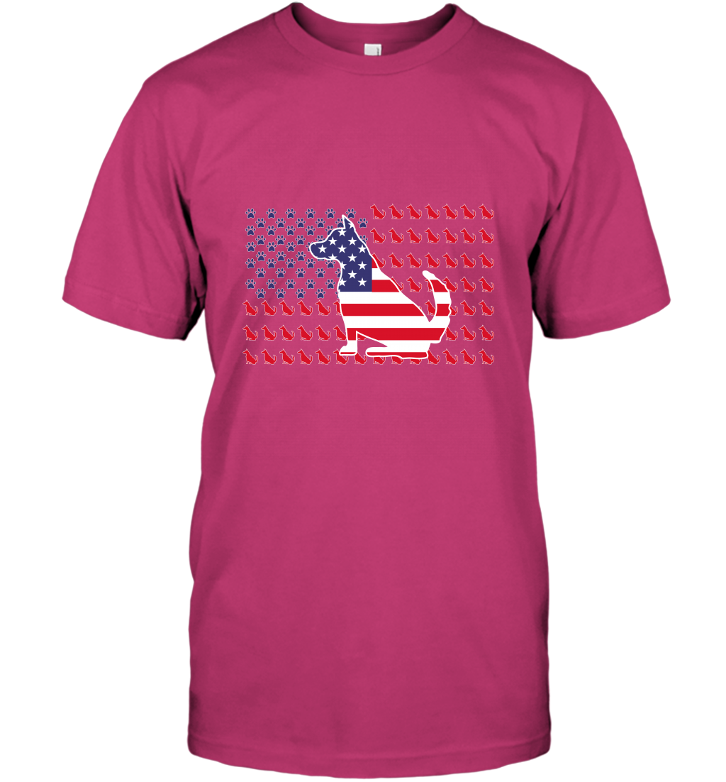 American Flag Dogs Lovers Shirt T-Shirt Heliconia