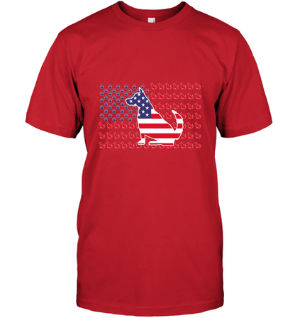 American Flag Dogs Lovers Shirt T-Shirt Red