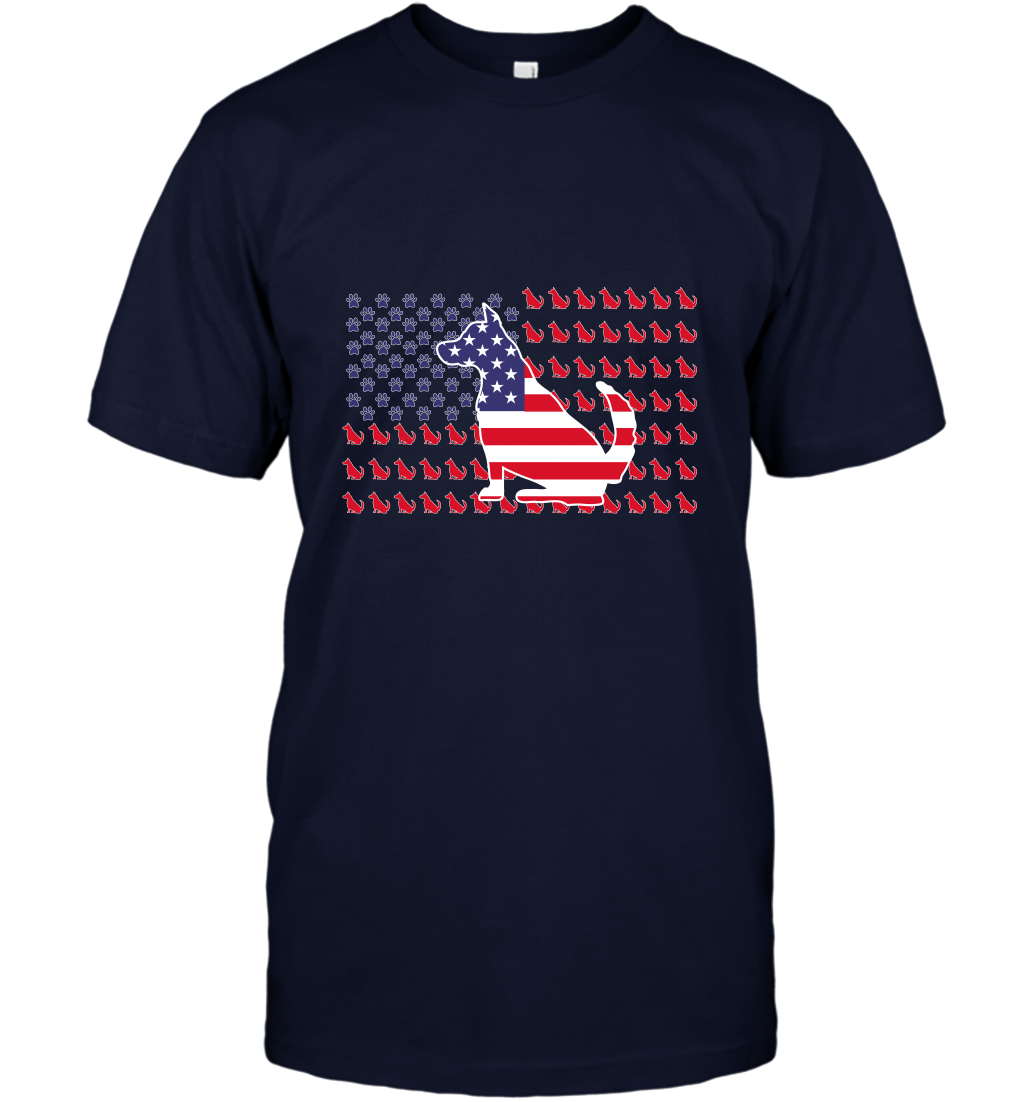 American Flag Dogs Lovers Shirt T-Shirt Navy