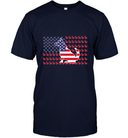 American Flag Dogs Lovers Shirt T-Shirt Navy
