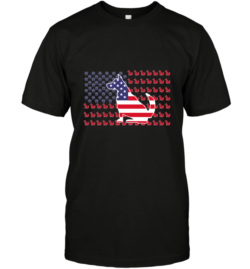 American Flag Dogs Lovers Shirt T-Shirt Black