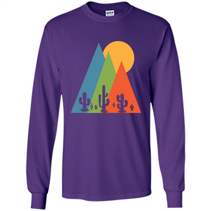 Cactus, Mountain and Sun T-shirt Purple