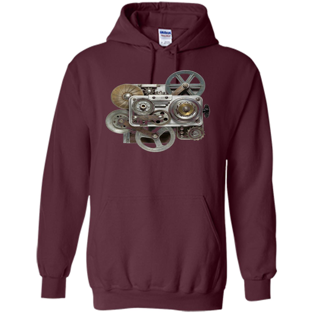 Steampunk Mechanical Gears T-Shirt Maroon