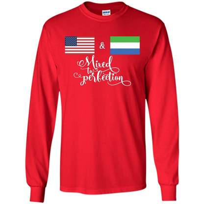American + Sierra Leone Mixed To Perfection Flag T-Shirt Red