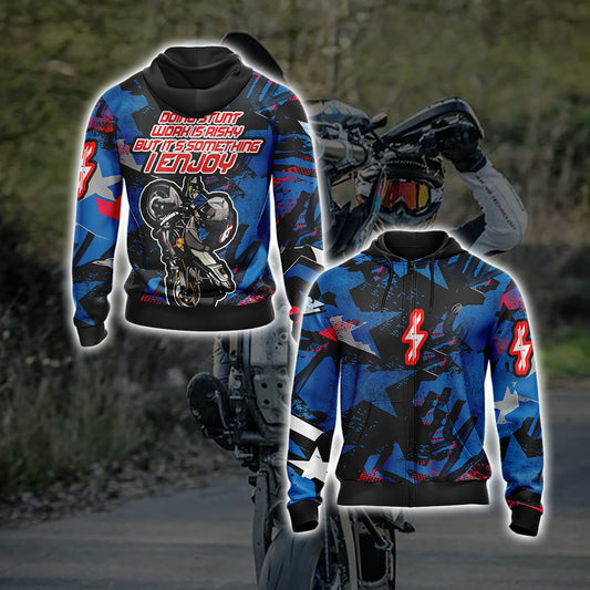 StuntBike Doing Stunt Woah Is Risky But It's Something I Enjoy Unisex Zip Up Hoodie 4XL