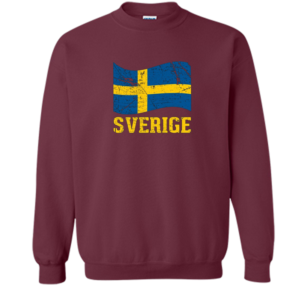 Swedish Flag, Sverige Souvenir Vintage T-Shirt t-shirt Maroon