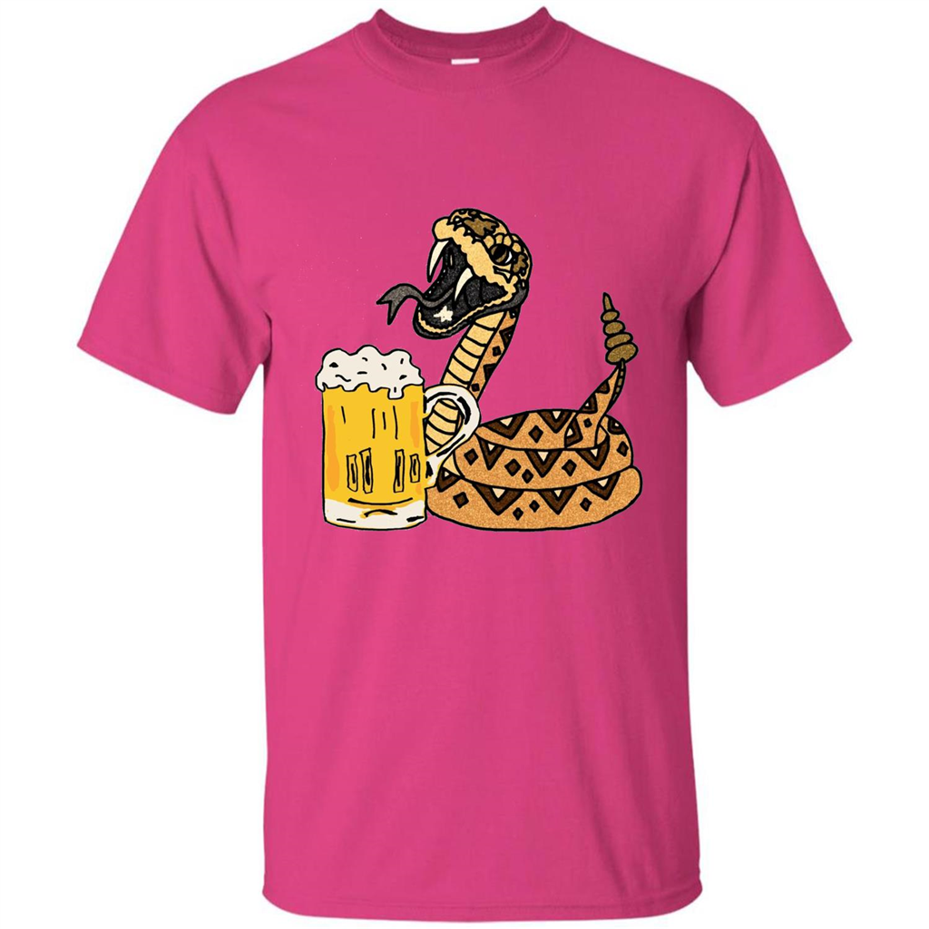 Smiletodaytees Funny Rattlesnake Drinking Beer T-shirt Heliconia