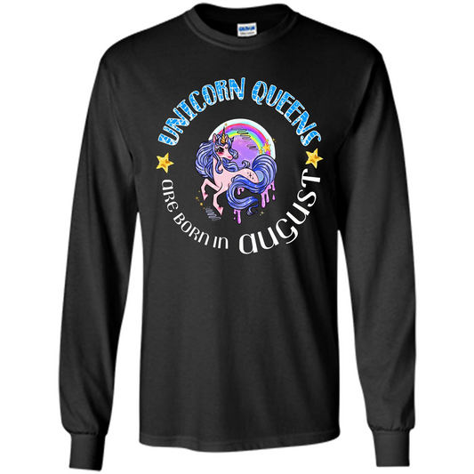 Augus Unicorn T-shirt Unicorn Queens Are Born In August Black