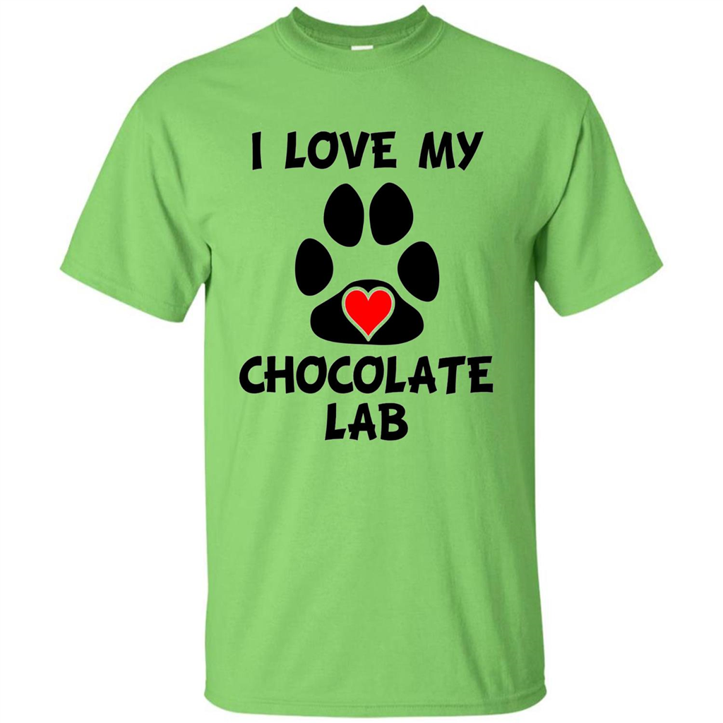 I Love My Chocolate Lab Paw T-shirt Heart Dog Owner T-Shirt Lime