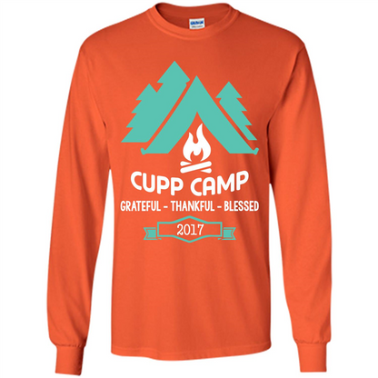 Camping T-shirt Cupp Camp Grateful - Thankful - Blessed 2017 Orange