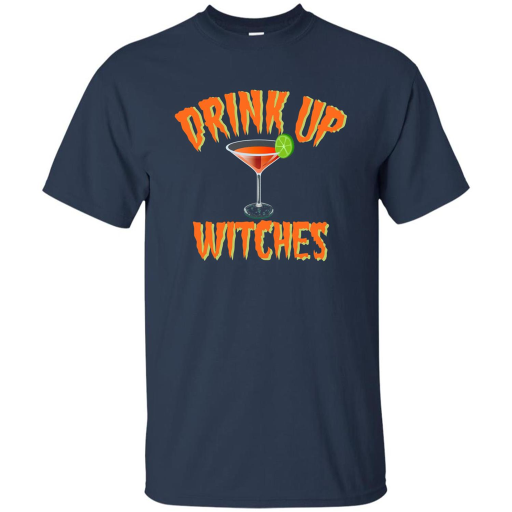 Halloween Drink Up Witches Martini Coctail T-Shirt Navy