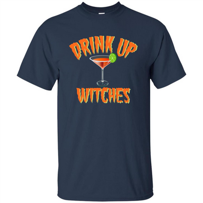 Halloween Drink Up Witches Martini Coctail T-Shirt Navy