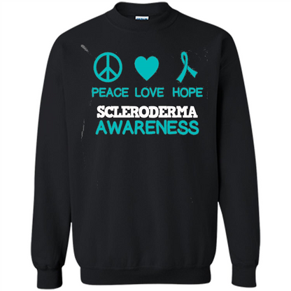 Scleroderma Awareness Ribbon Support T-shirt Peace Love Hope T-shirt Black