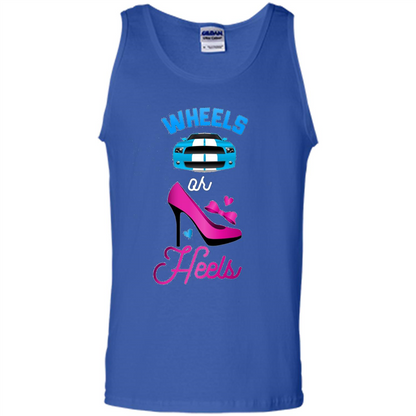 Wheels Or Heels We Love You Gender Reveal Party T-shirt Royal
