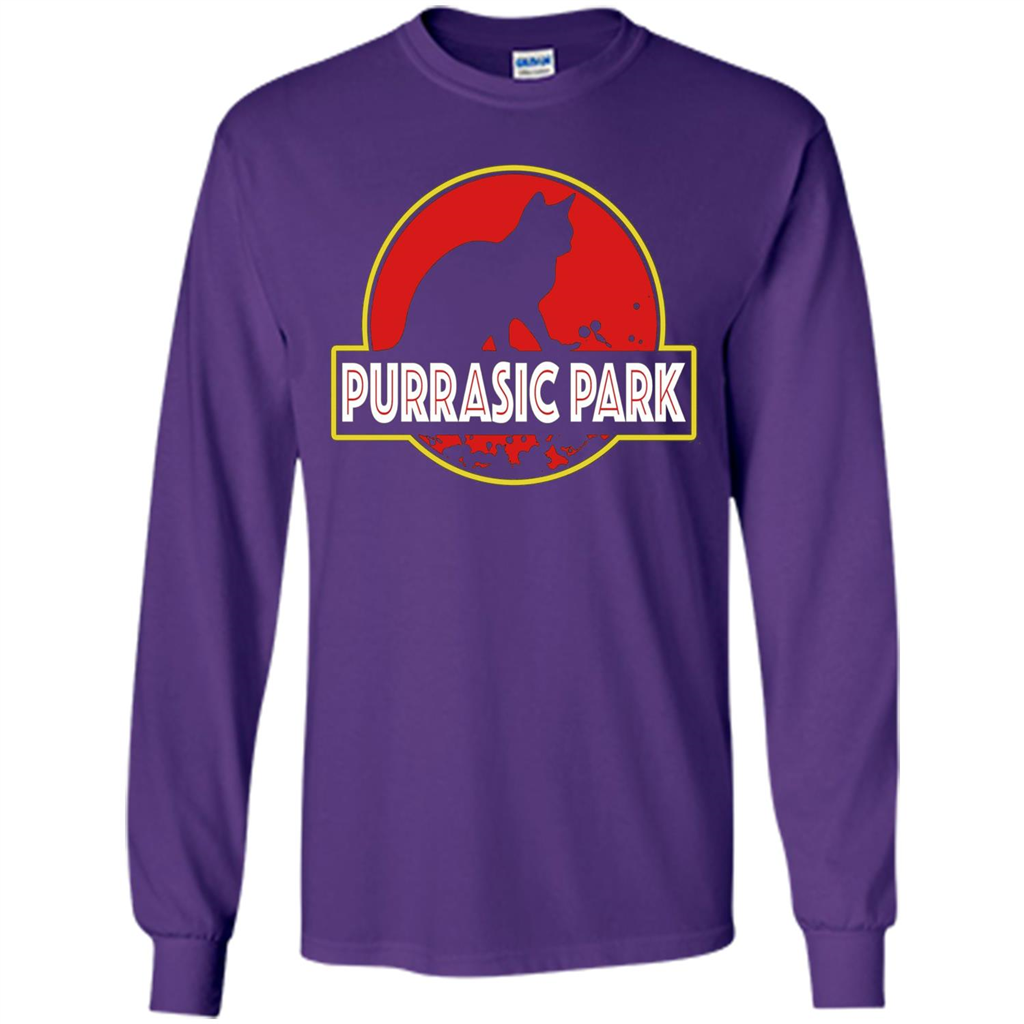 Funny Kitty Cat Graphic T-shirt Purrasic Park Cat T-Shirt Purple