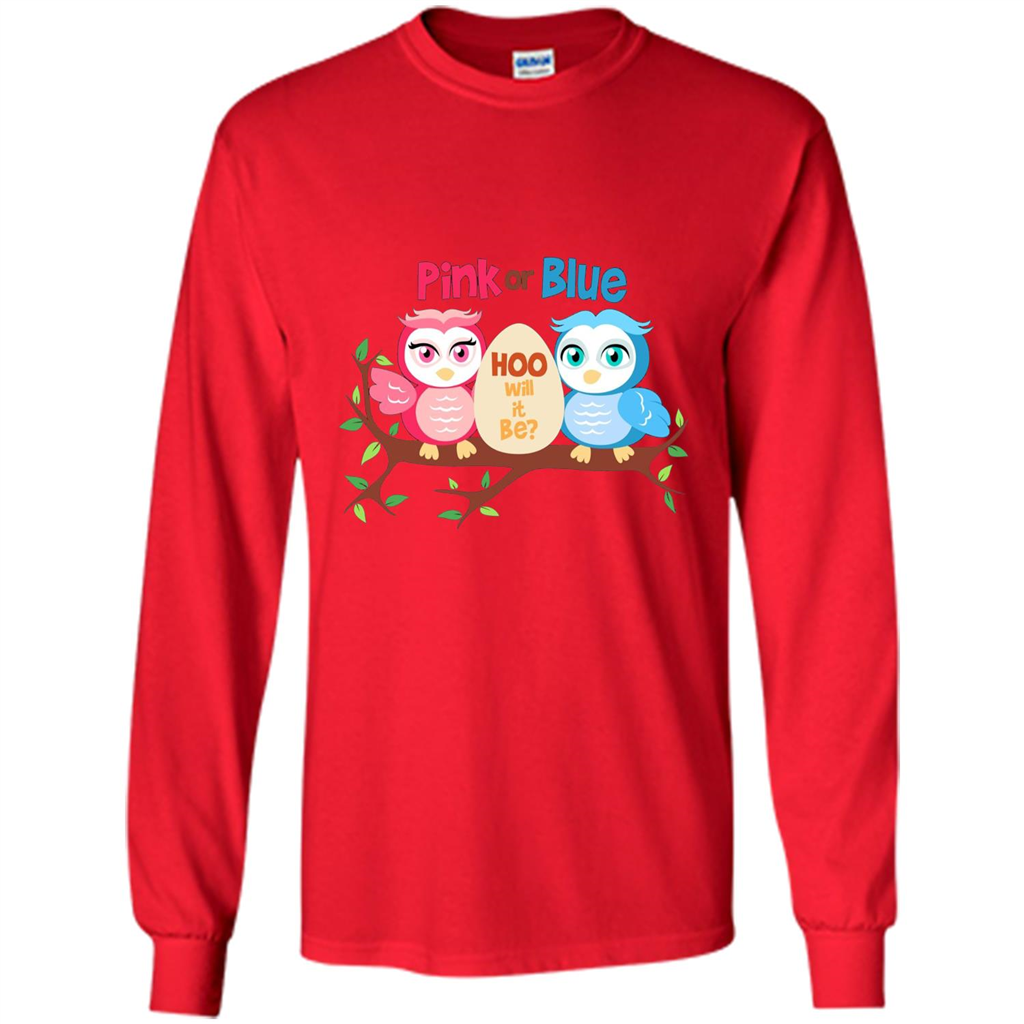 Pregnancy T-shirt Owl Pink Or Blue Hoo Will It Be Red