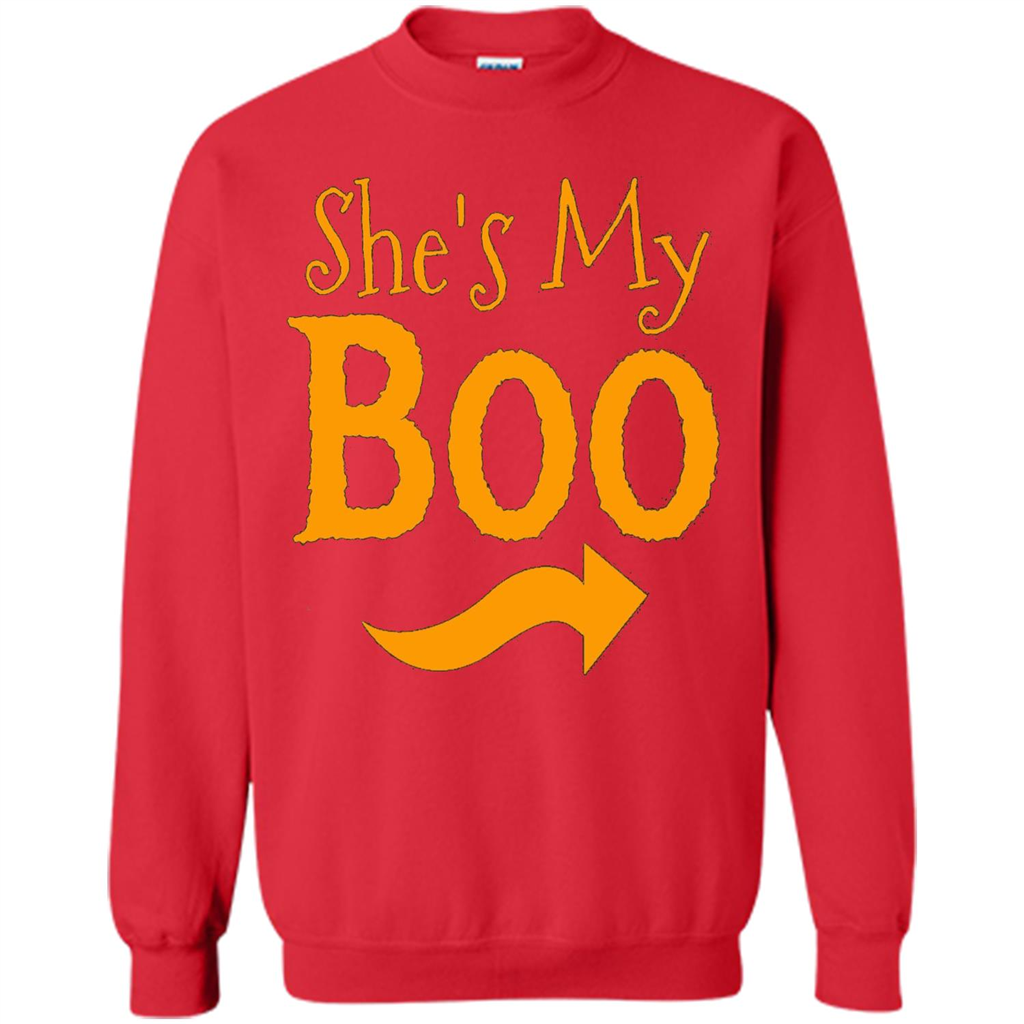 She's My Boo - Halloween Couples T-shirts For Him and Her Red