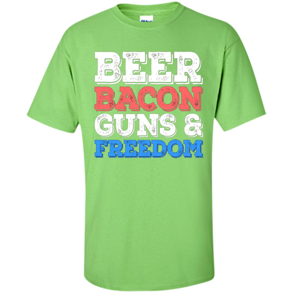 Beer Bacon Guns And Freedom T-Shirt Fourth of July Gift Lime