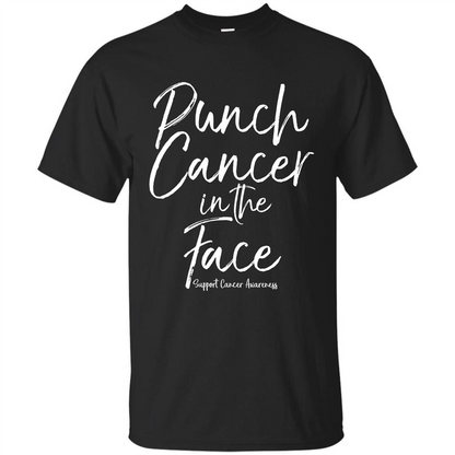 Punch Cancer in the Face Support Cancer Awareness T-shirt Black