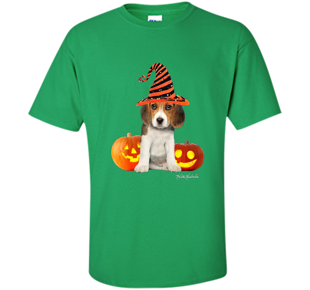 Cute Halloween Beagle Puppy Pumpkins T-shirt Irish Green