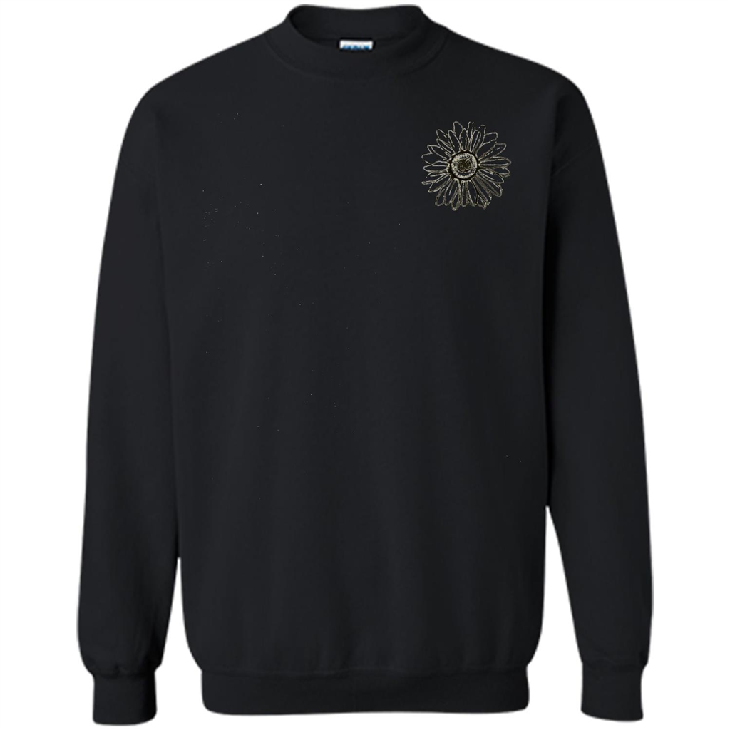 Daisy Flower Sketch Art T-shirt Black
