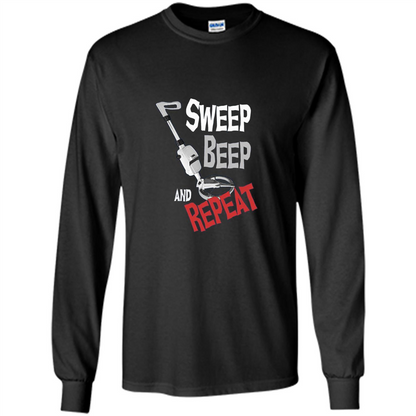 Metal Detector Gold Detecting Sweep Beep Repeat Funny T-shirt Orange