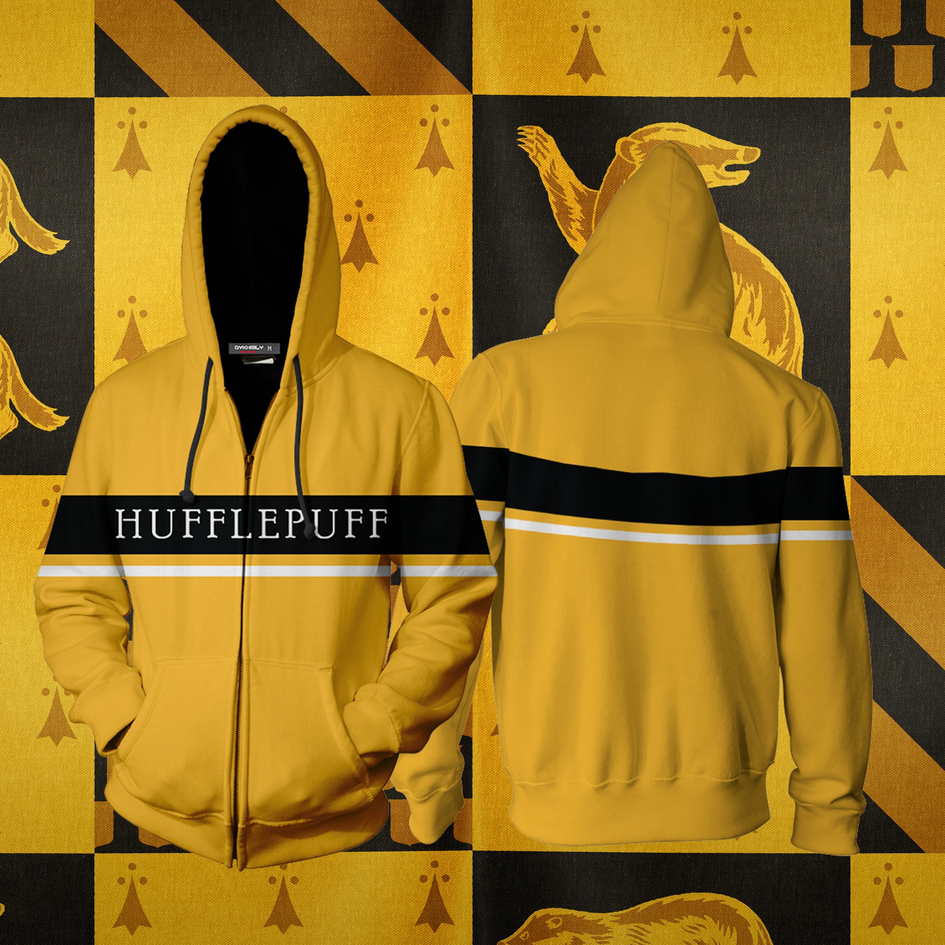 Hufflepuff Harry Potter Simple Style Zip Up Hoodie 4XL