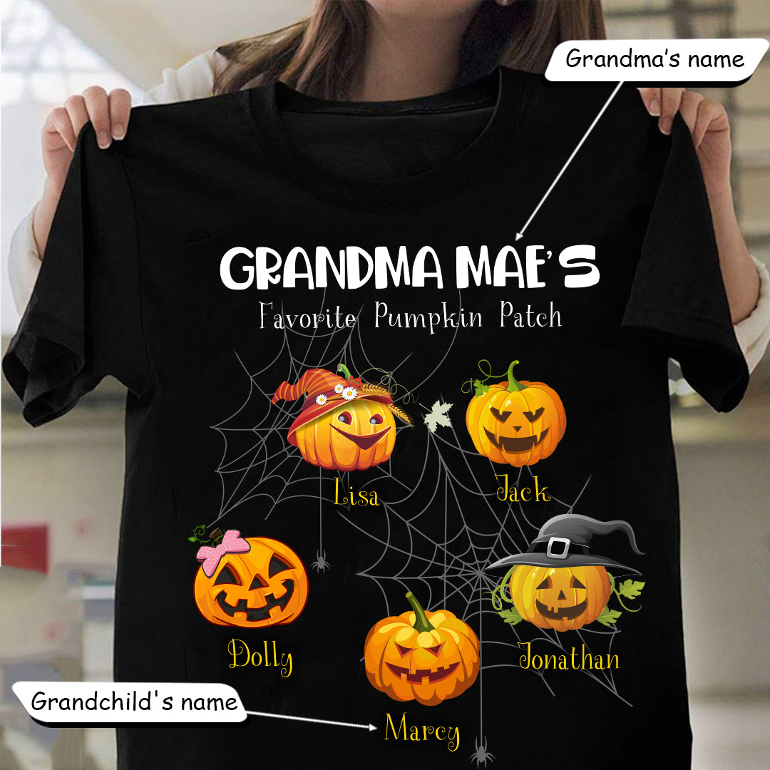 Grandma mae's favorite pumpkin patch Halloween Custom T-Shirt T-Shirt Black