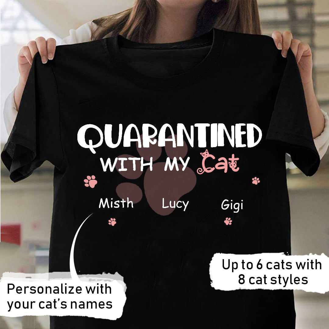 Stay home with my cats ( Customized Name ) T-Shirt T-Shirt Black