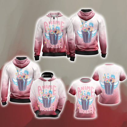 Kawaii Japanese Anime Trash Unisex Zip Up Hoodie