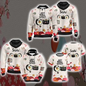 Sushi Just Roll With It Japanese Unisex 3D T-shirt