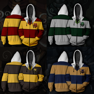 Striped Hufflepuff Harry Potter New Zip Up Hoodie