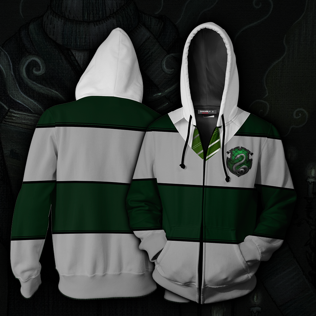 Striped Slytherin Harry Potter New Zip Up Hoodie 4XL