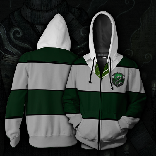 Striped Slytherin Harry Potter New Zip Up Hoodie 4XL