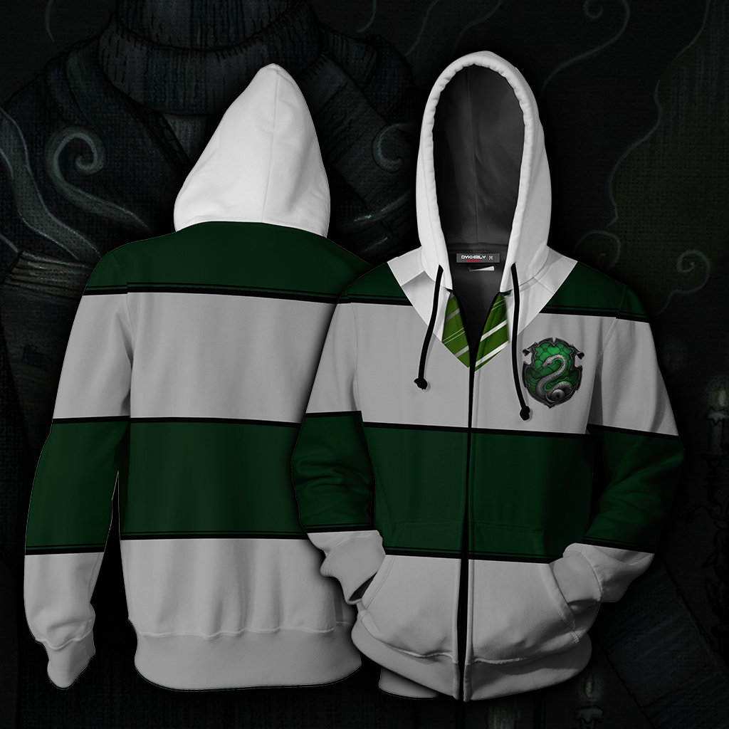 Striped Slytherin Harry Potter New Zip Up Hoodie