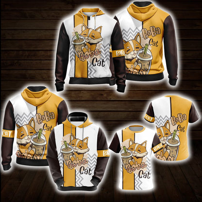 Boba Cat Unisex 3D Hoodie
