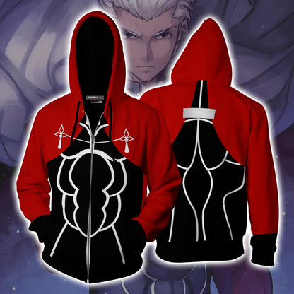 Fate/ Stay Night Archer Cosplay Zip Up Hoodie Jacket 4XL